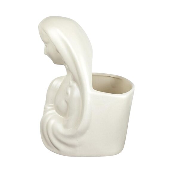 Vintage Haeger Pottery Madonna Planter: White Ceramic Religious Figurine - Picture 4 of 7